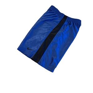 Vtg 90s NIKE Basketball Shorts Razzle Dazzle Shiny Royal Blue & Black Men's MED